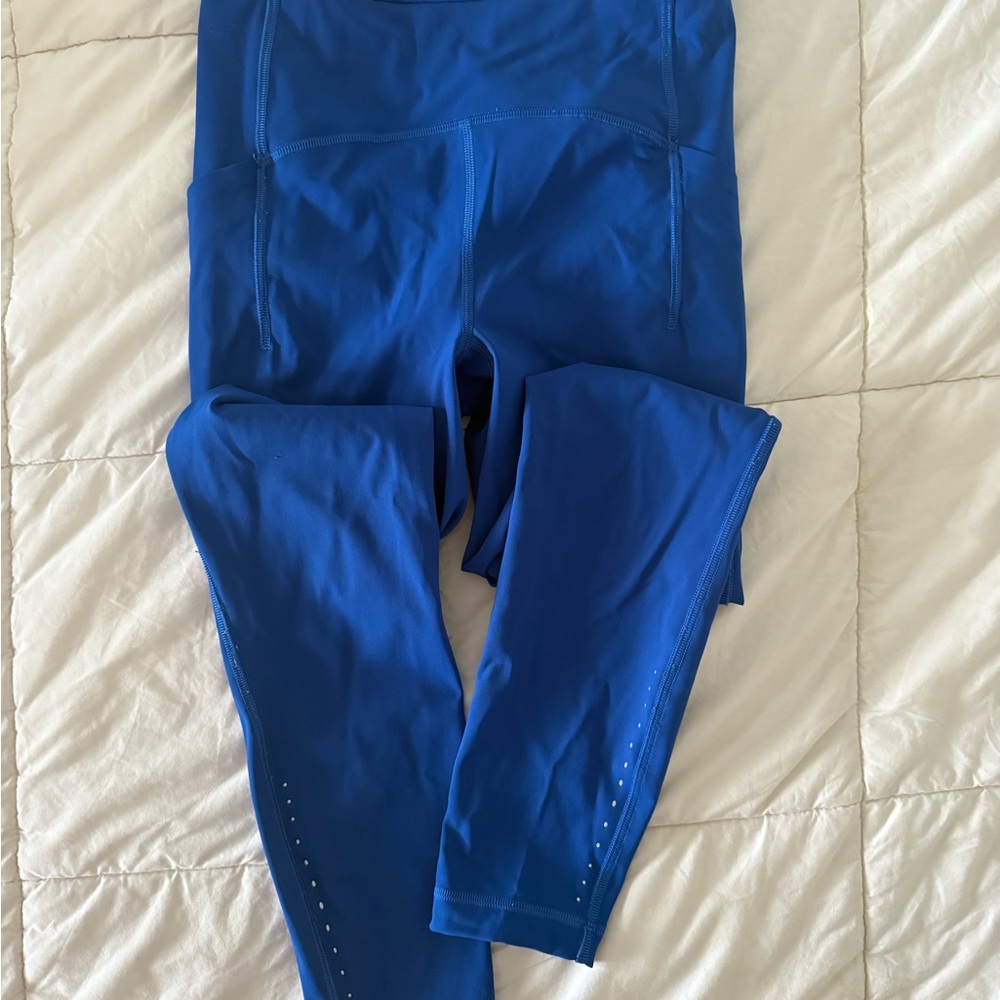 Lululemon Royal Blue Athletic Leggings with Perforated Detail